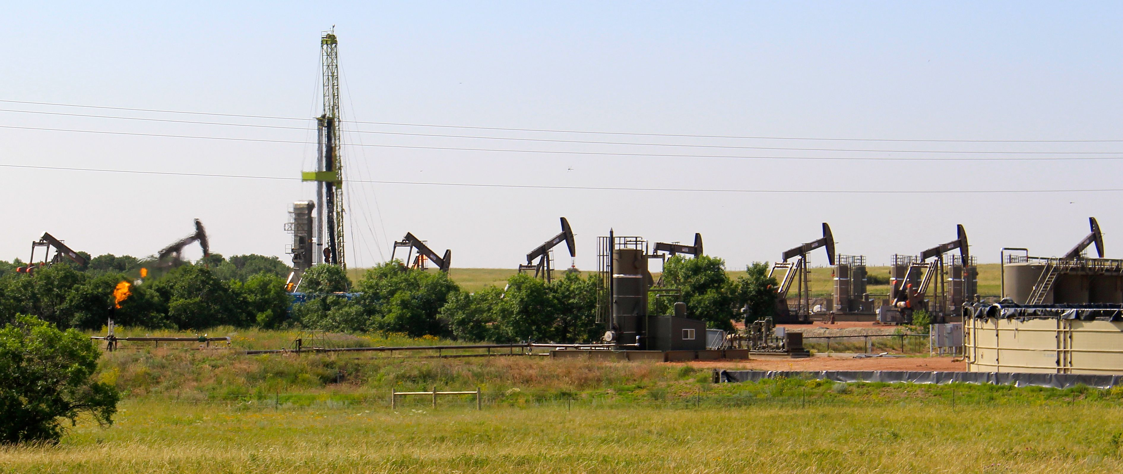 Oil rigs on the Fort Berthold Reservation landscape. (Photo courtesy of Avner Vengosh)