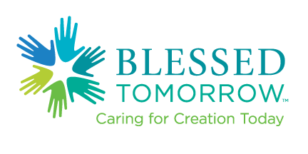 Logo of ecoAmerica's Blessed Tomorrow Initiative. Caption reads, "Caring for Creation Today".
