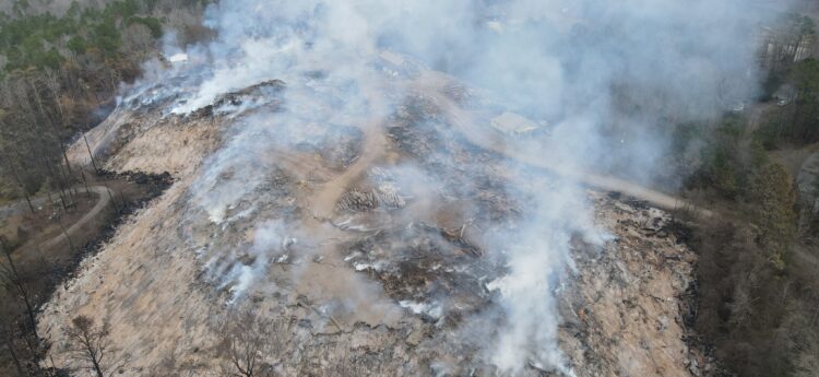 burning landfill aerial image
