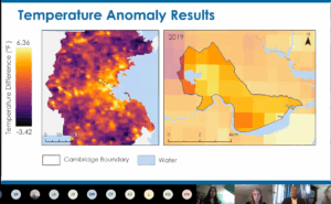 Screenshot from webinar about the project showing a heat map of the area